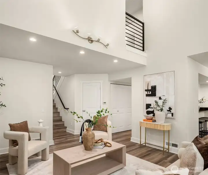 Open layout w/ overlook to upper level.