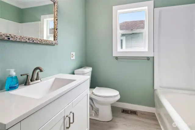 Downstairs full bathroom.  Completely renovated