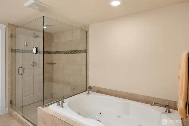 Huge soaking tub and walk-in-closet.