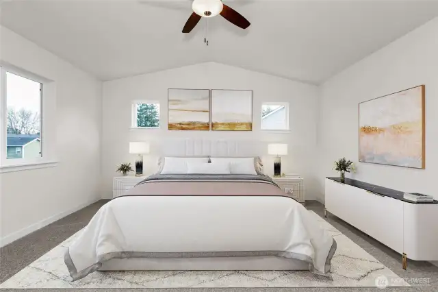 virtually staged primary bedroom