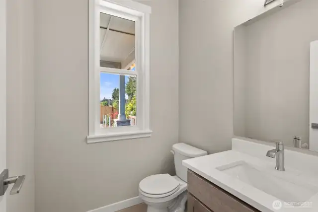 half bath on main level.