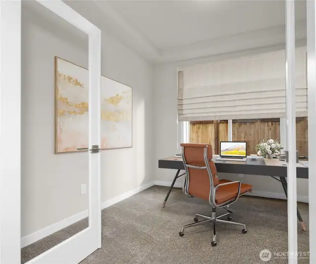 virtually staged office/den