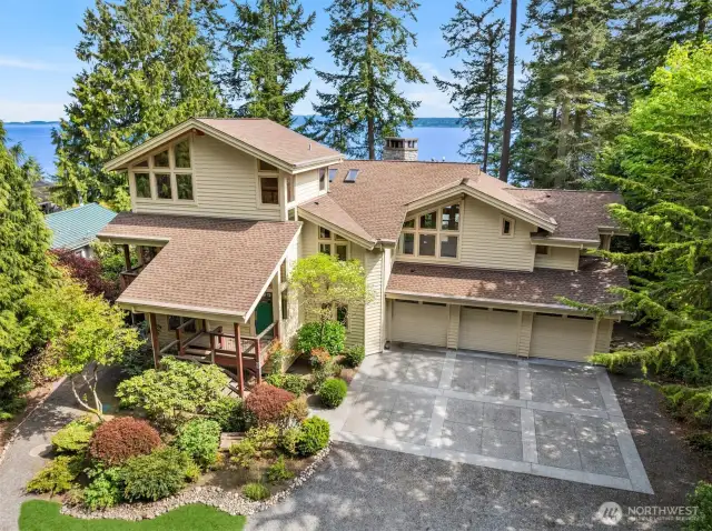Custom waterfront home offering privacy.