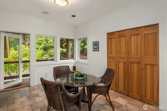 One of the dining spaces opens out to a private terrace, ideal for your morning breakfast.