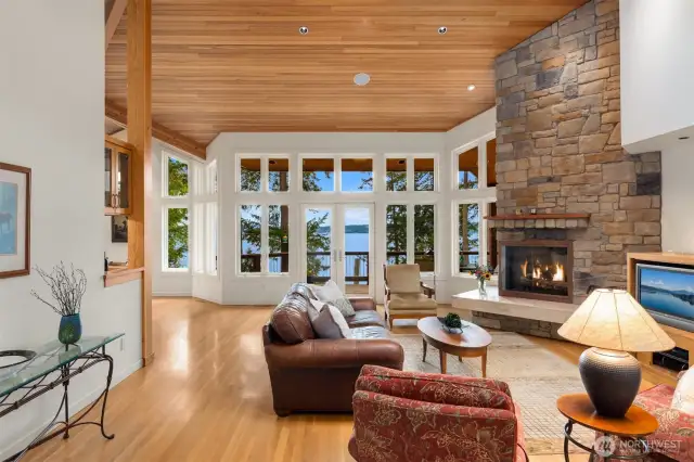 Enjoy 4 floor to ceiling rock fireplaces all grand in scale in this stunning custom home.