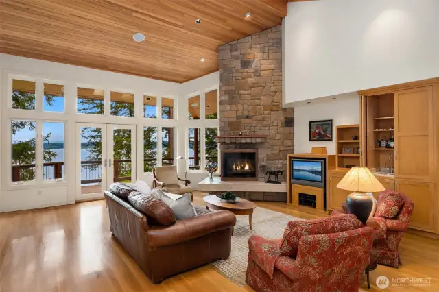 Built in bar for entertaining that can seamlessly disappear. The windows are all custom for the home.