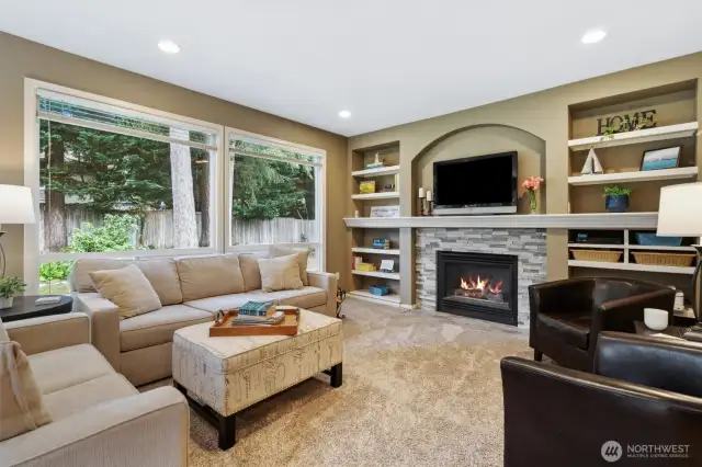 Cozy up next to the fire in the Family Room to enjoy a good book or movie.