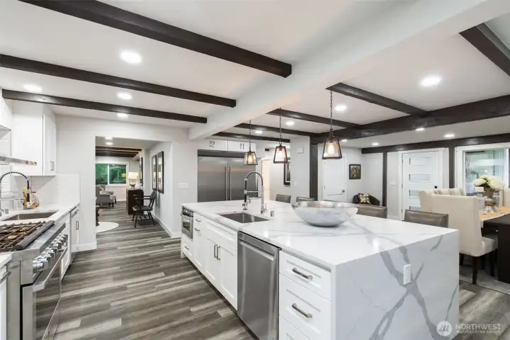 Kitchen transitions perfectly to living room and wine nook Kitchen transitions perfectly to living room and wine nook