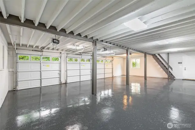 Inside 3 car garage