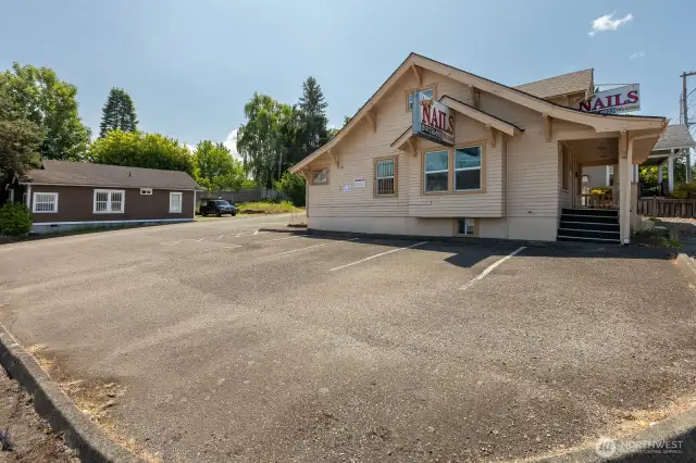 Side view, 9 parking spaces total