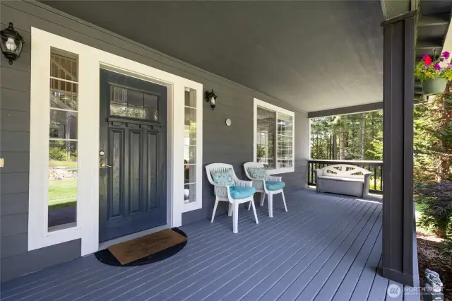 Welcoming front porch to view your water feature