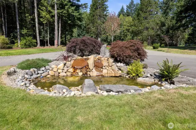 Beautifully landscaped water feature for your listening pleasure