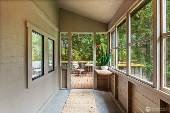 Convenient lower-level mudroom perfect for gardening, outdoor fun, or pets.