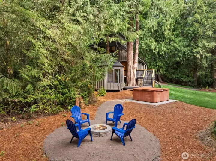 Gather around the freshly installed firepit and soak in the outdoors.