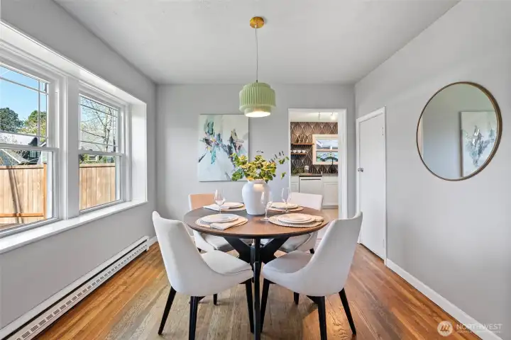 Bright dining room off the kitchen.