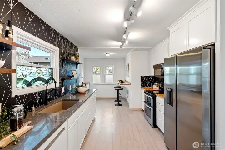 Tastefully updated kitchen with additional eating nook.