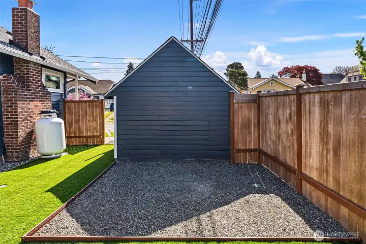 Appointed space for a fire pit.