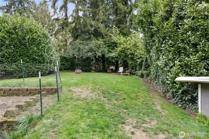 Private fenced backyard.
