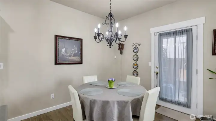 Dining area with access to outside patio & garden.