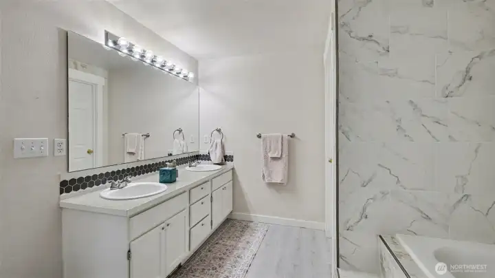 Spa-like amenities and clean lines.