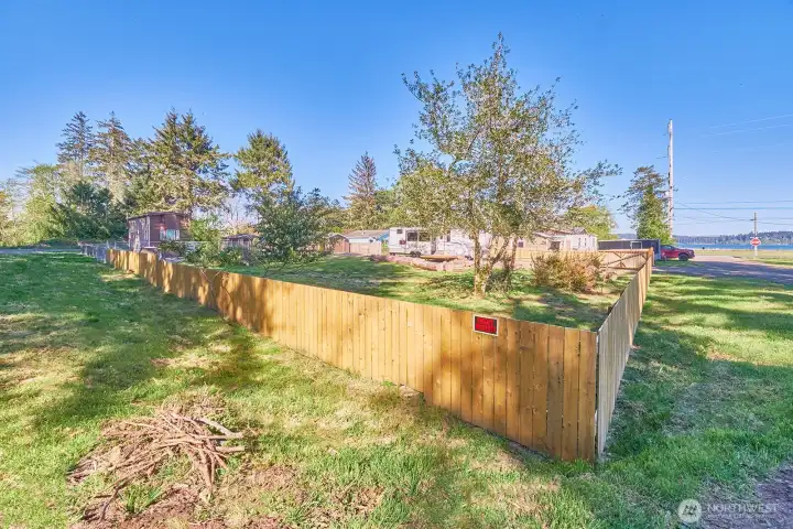 View from the southwest corner highlighting convenient access points and the usable layout of the lot.