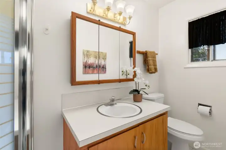bathroom off third bedroom with shower.