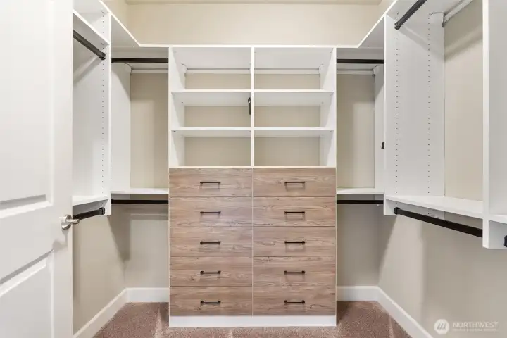 Upstairs primary walk-in closet