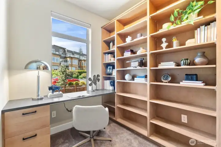 Upstairs office space with new Canyon Creek maple built-ins