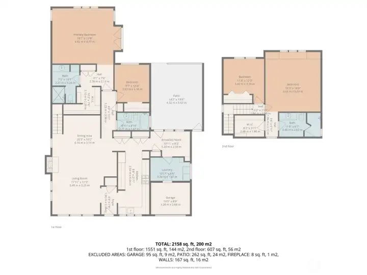 Combined floor plan for upper and main levels.
