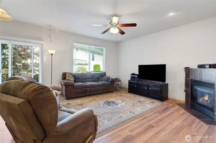The family room is nicely laid out and boasts a gas fireplace on those cool summer nights.