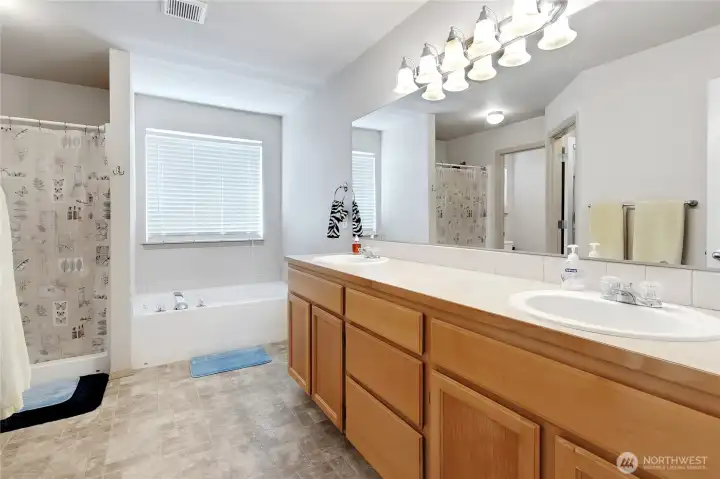 The five piece primary bathroom