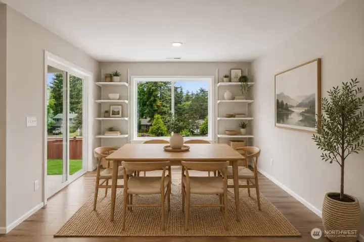 Virtually staged dining room