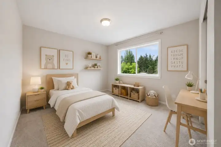 Virtually staged bedroom 3