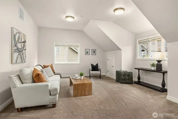 Large bonus room upstairs provides the perfect space for play, media, or relaxation. Large bonus room upstairs provides the perfect space for play, media, or relaxation.