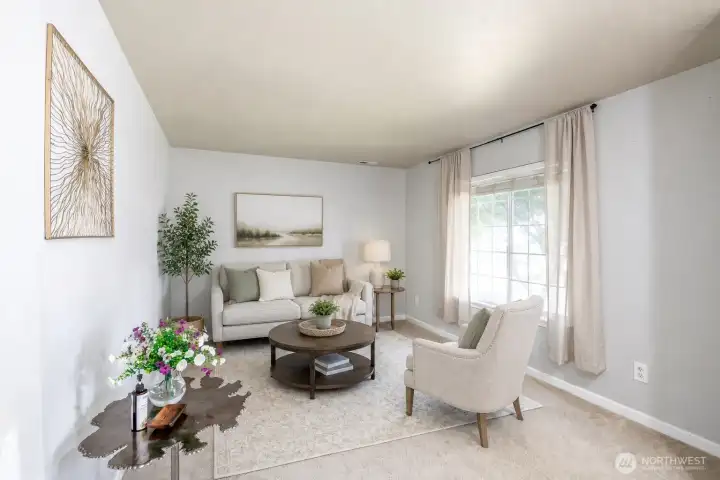 Flex living room. Partially virtually staged.