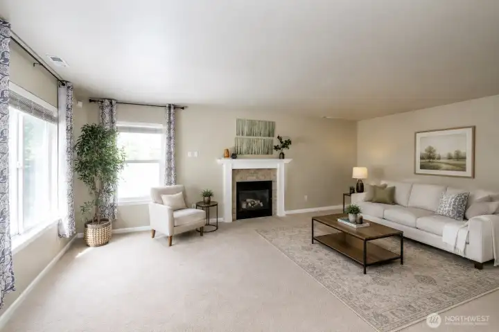 Gas fireplace.