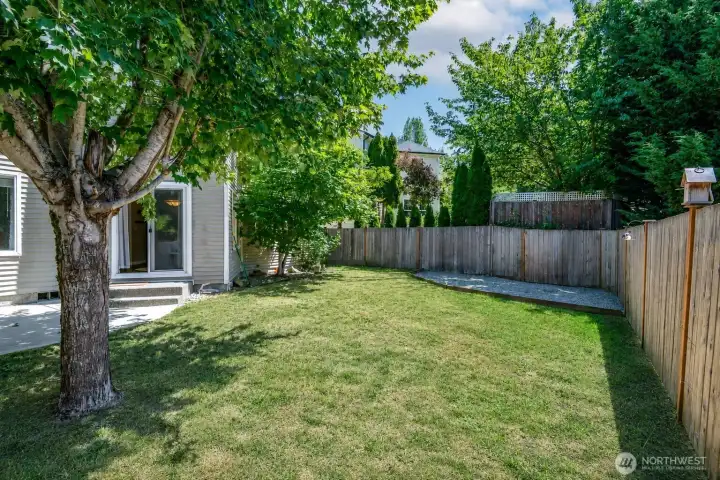 Great lot, mature trees, level and fully fenced.
