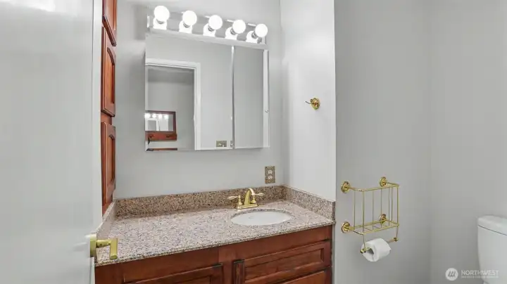 Downstairs bath with shower. Downstairs bath with shower.