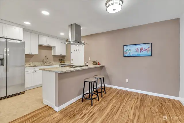 Remodeled kitchen & eating space.