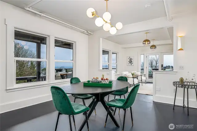There's a dining room right off the kitchen.