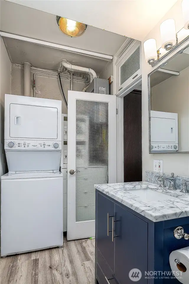Laundry in the bathroom as well.