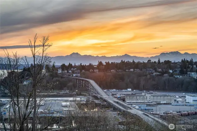 Sunset over Magnolia Bridge.