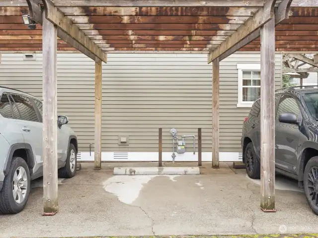 One parking spot under a covered carport just outside yoru home makes is to convenient to unload or hop in your car.