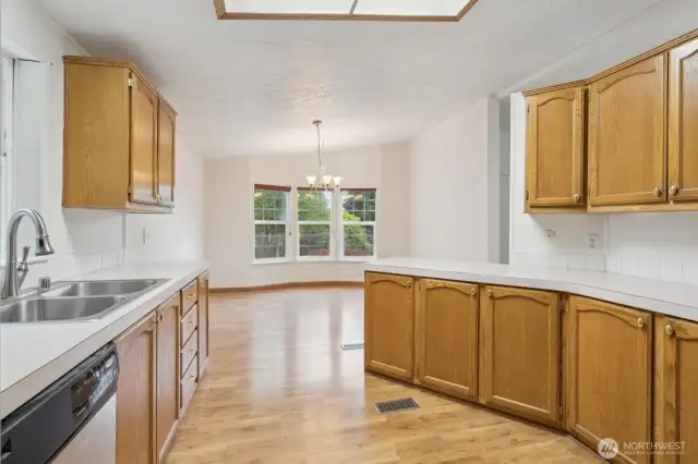 Kitchen with adjoining dining/eating area.