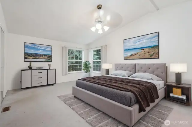 Primary bedroom virtually staged