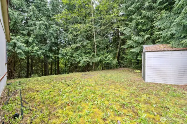 Storage shed included for your lawn mower and garden tools