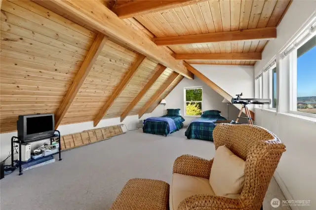 The loft upstairs is excellent bonus space and also has amazing views.