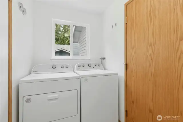 Utility room with a door to the garage.