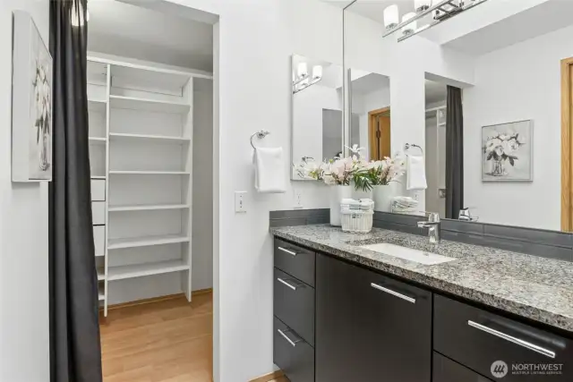 Another wonderfully updated bathroom with a walk-in closet.
