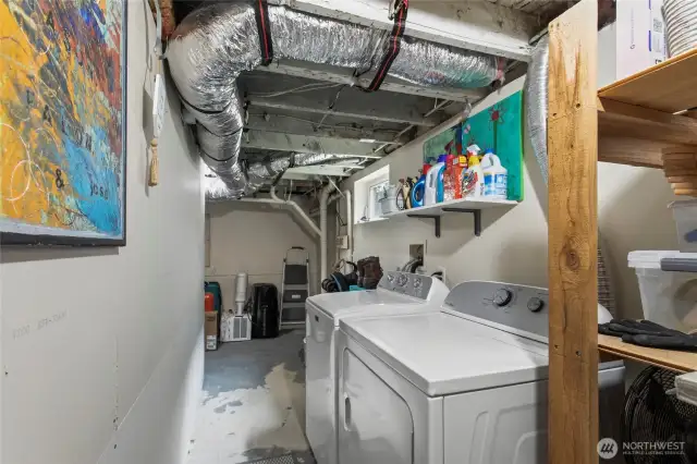 Laundry space in lower level.